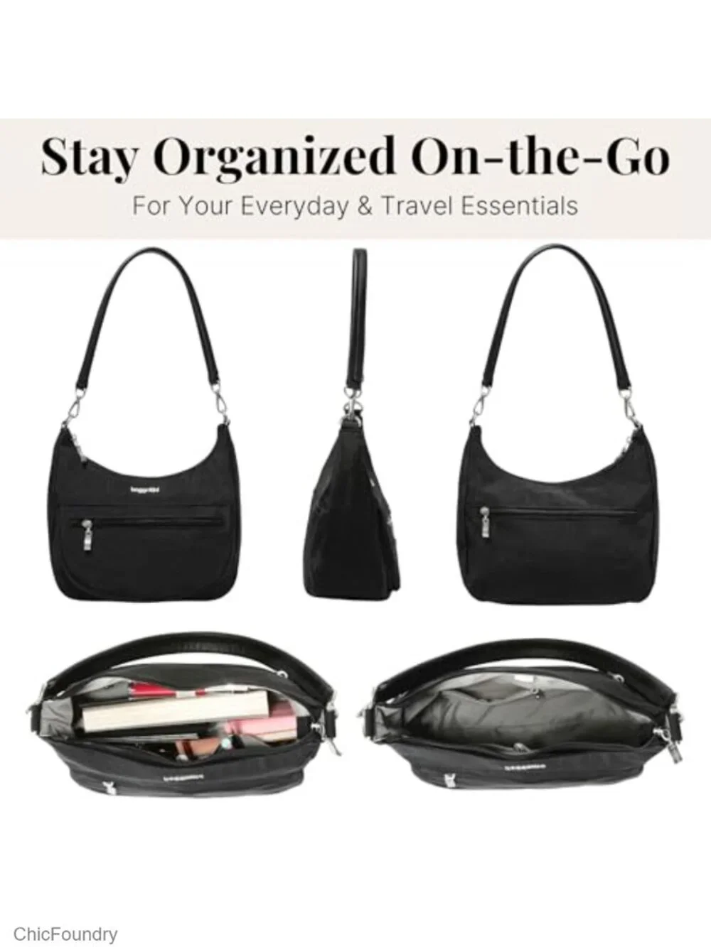 Water-Resistant Nylon Crossbody Convertible Shoulder Bag with Removable Straps